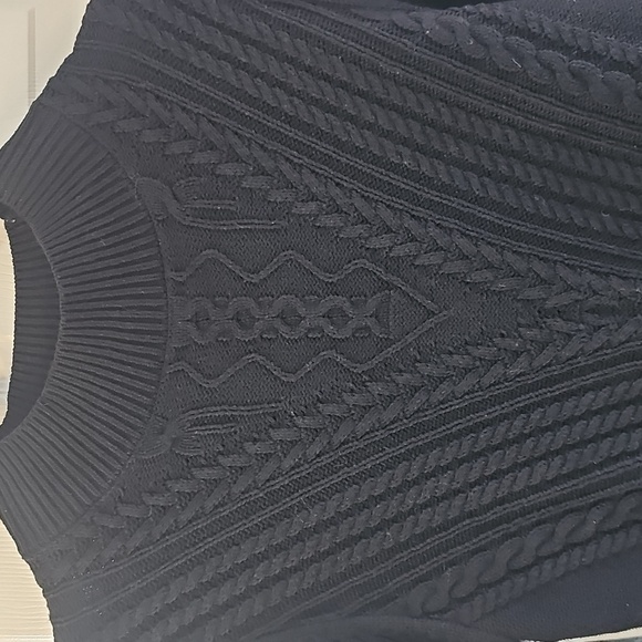 NWT Halogen Mixed Cable Mock Neck Sweater Rich Black Large - Picture 4 of 13